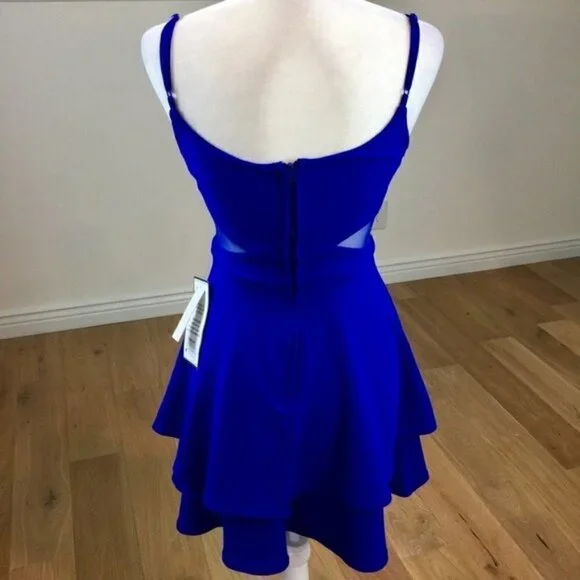 B Darlin Mesh-Inset Fit & Flare Dress Blue - Picture 6 of 7